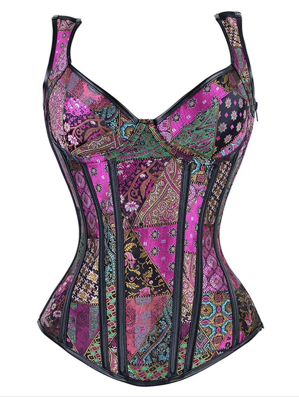 Plus Size Patchwork Satin Corset Costume/Cosplay